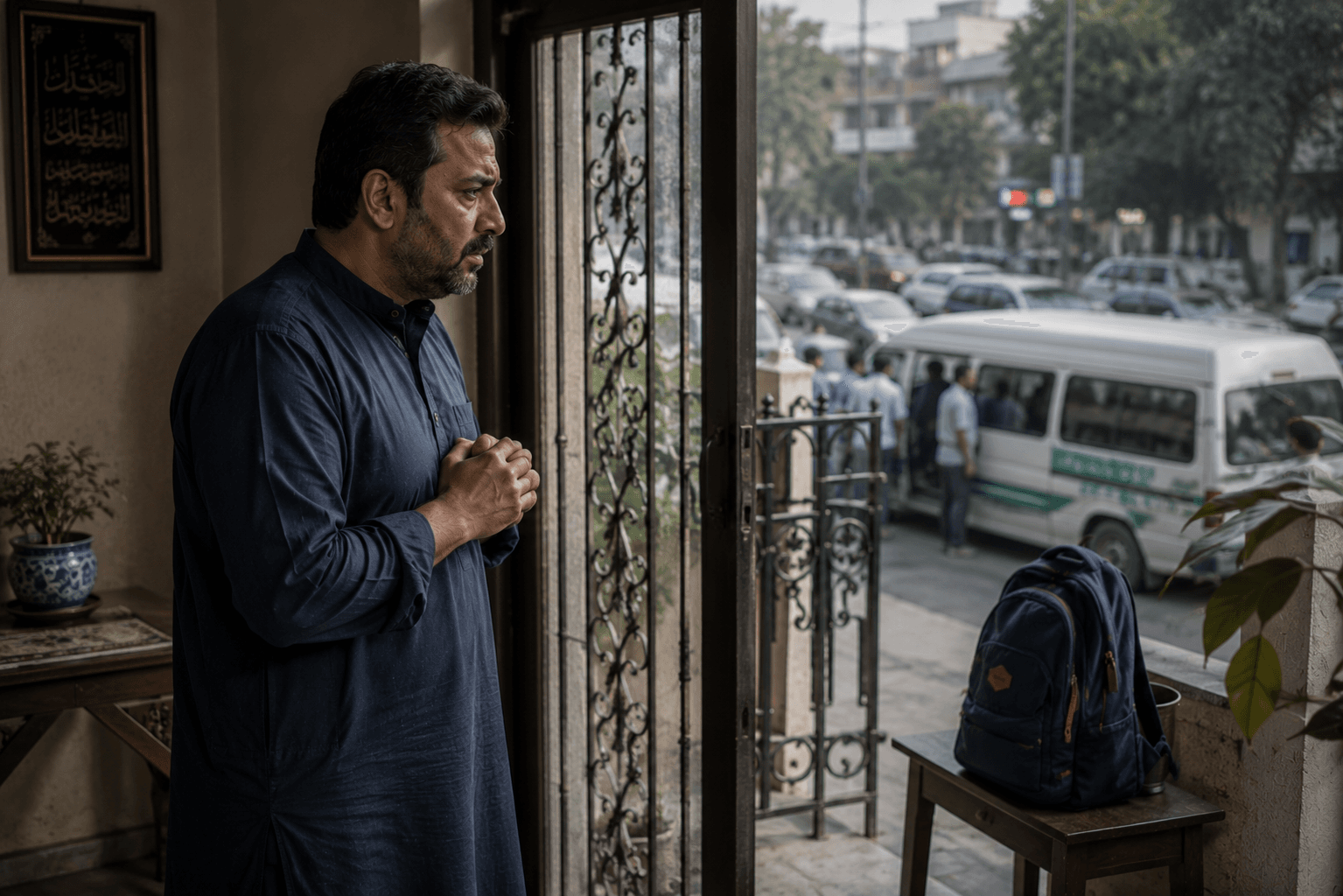 Worried parent concerned about child safety on the school run